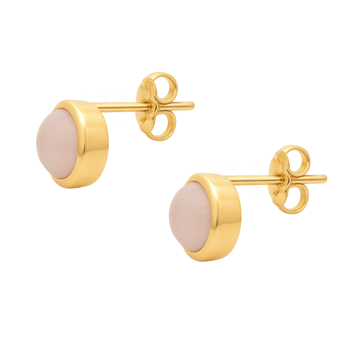 Boucles d’oreilles puces en plaqué or & Quartz Rose – Élégance Douce et Intemporelle