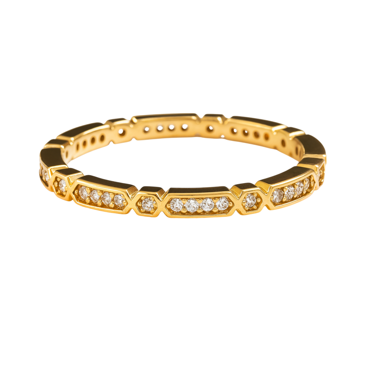 Bague Femme plaqué or – Anneau zirconium étincelant