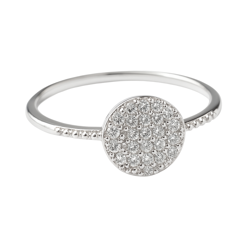 Bague en Argent 925 Rhodié – Pavé de Zirconium Étincelant | Bague Fine Femme