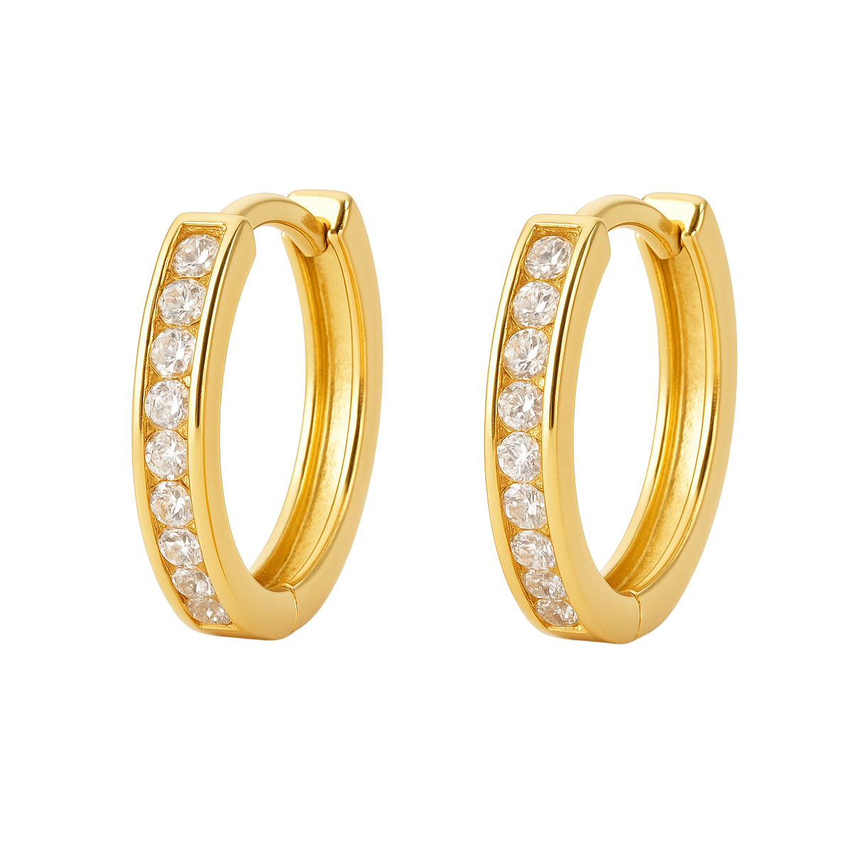 Boucles d’oreilles créoles en plaqué or & zirconium – Élégance intemporelle