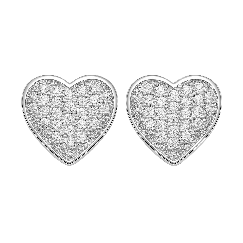 Boucles d’oreilles Cœur en Argent 925 Rhodié & Zirconiums