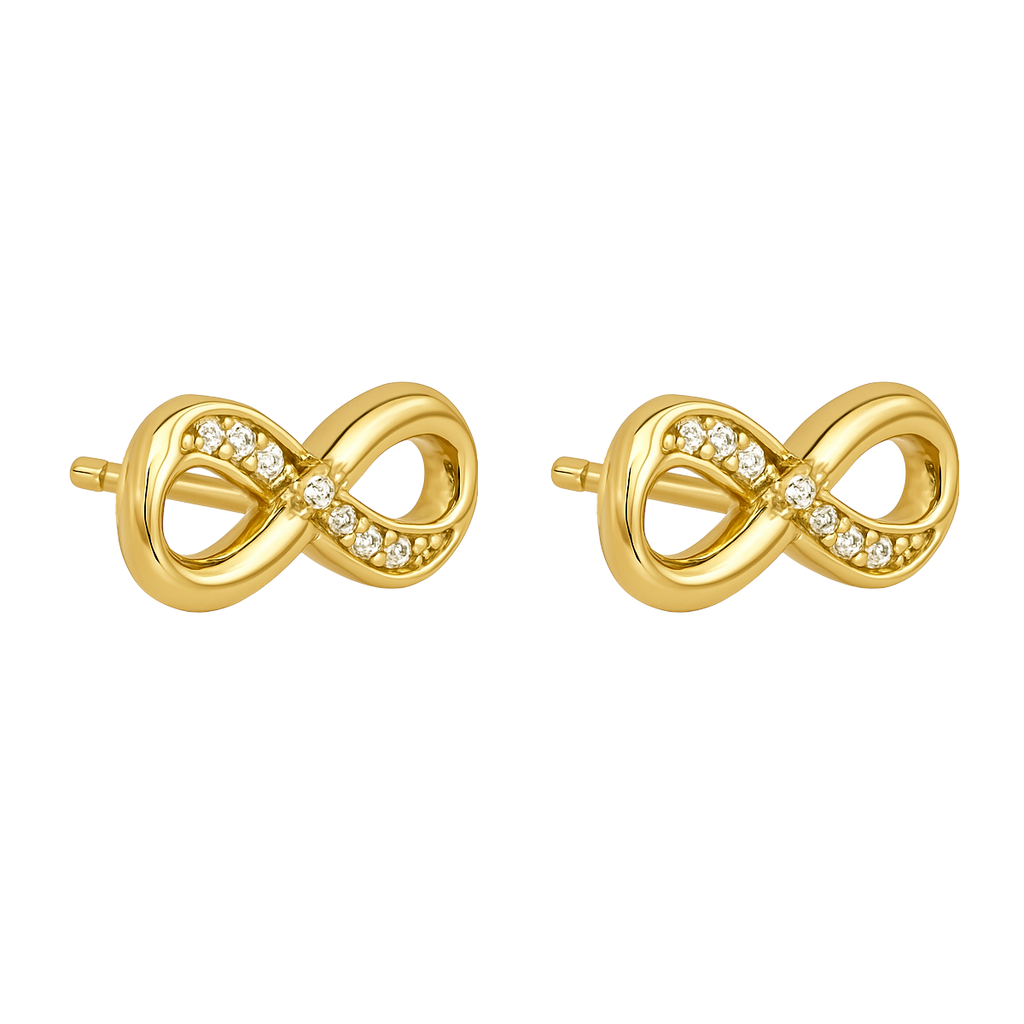 Boucles d’oreilles Infinity – Plaqué Or 18K & Zirconiums
