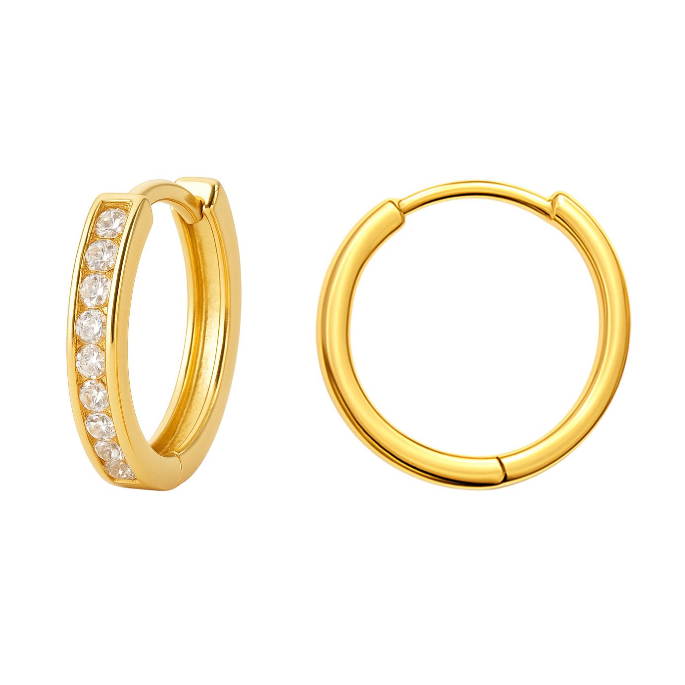 Boucles d’oreilles créoles en plaqué or & zirconium – Élégance intemporelle