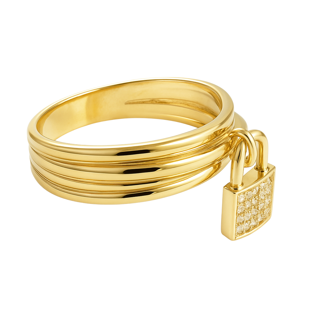 Bague Cadenas Mobile - Plaqué Or & Zirconiums