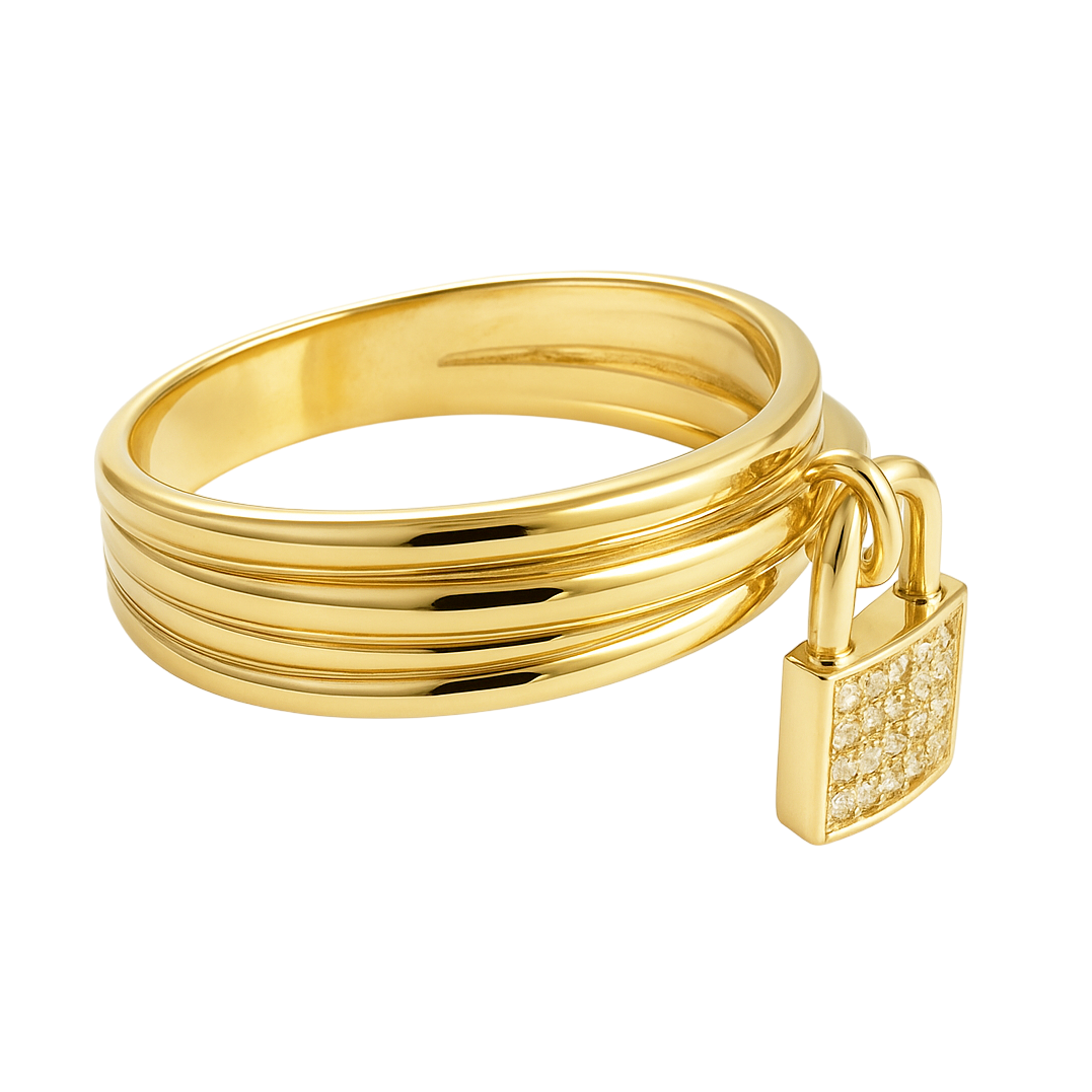 Bague Cadenas Mobile - Plaqué Or & Zirconiums