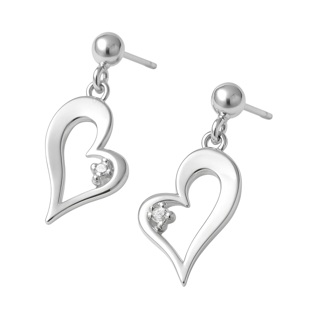 Boucles d’oreilles cœur en Argent 925 rhodié & zirconium – Élégance intemporelle