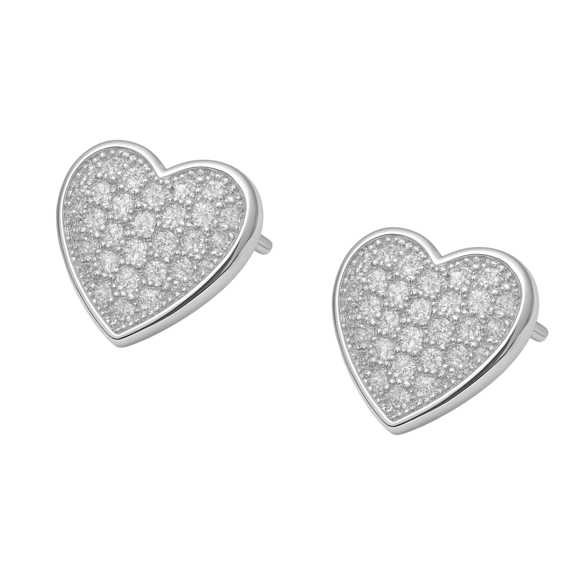 Boucles d’oreilles Cœur en Argent 925 Rhodié & Zirconiums