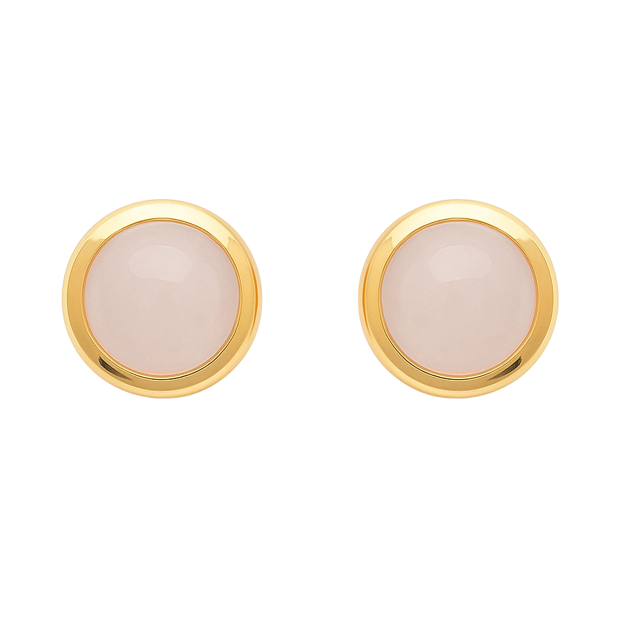 Boucles d’oreilles puces en plaqué or & Quartz Rose – Élégance Douce et Intemporelle
