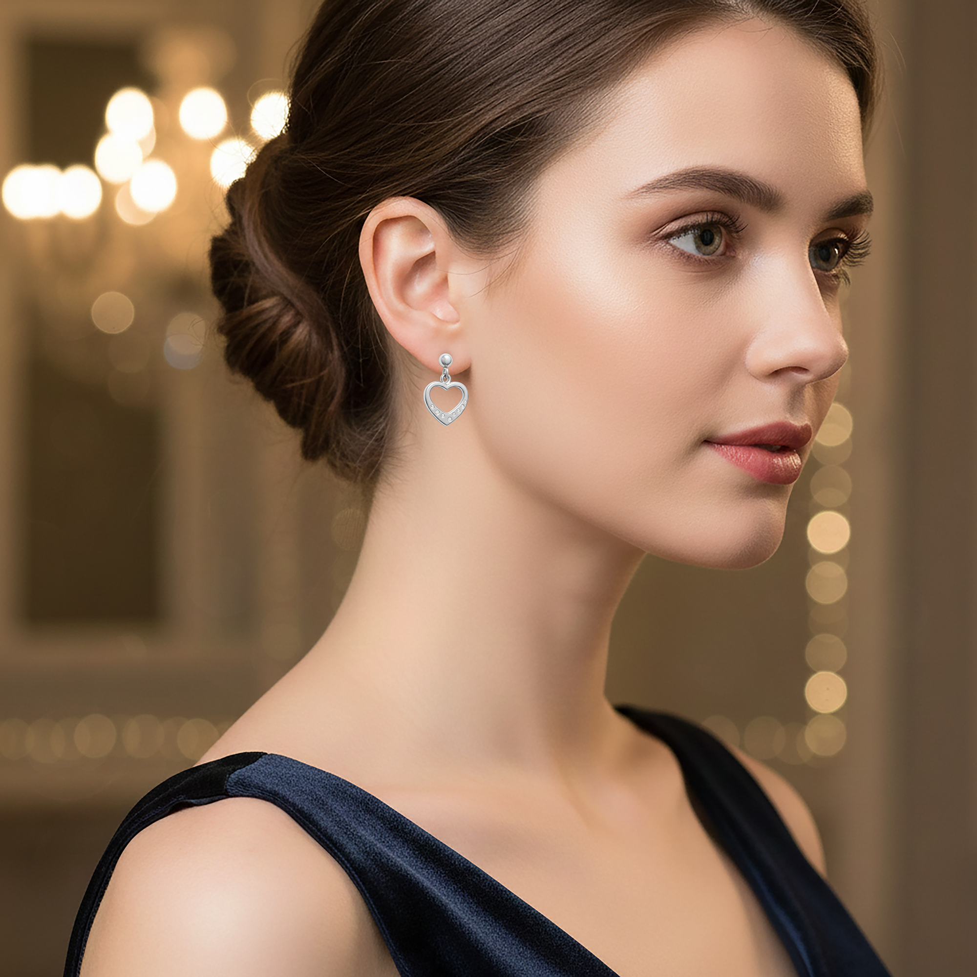 Boucles d’Oreilles Cœur – Argent 925 & Zirconium