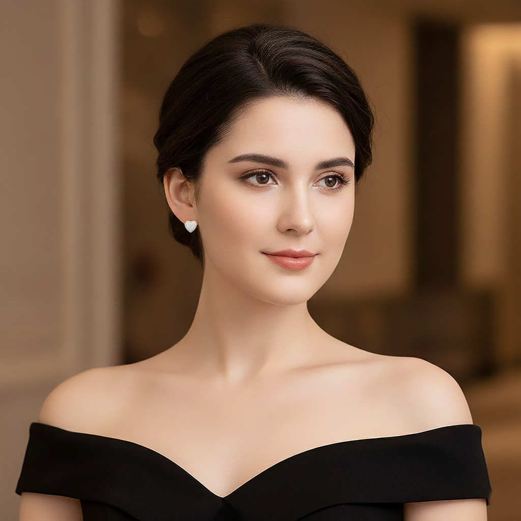 Boucles d’oreilles Cœur – Plaqué Or 18 Carats & Zirconium