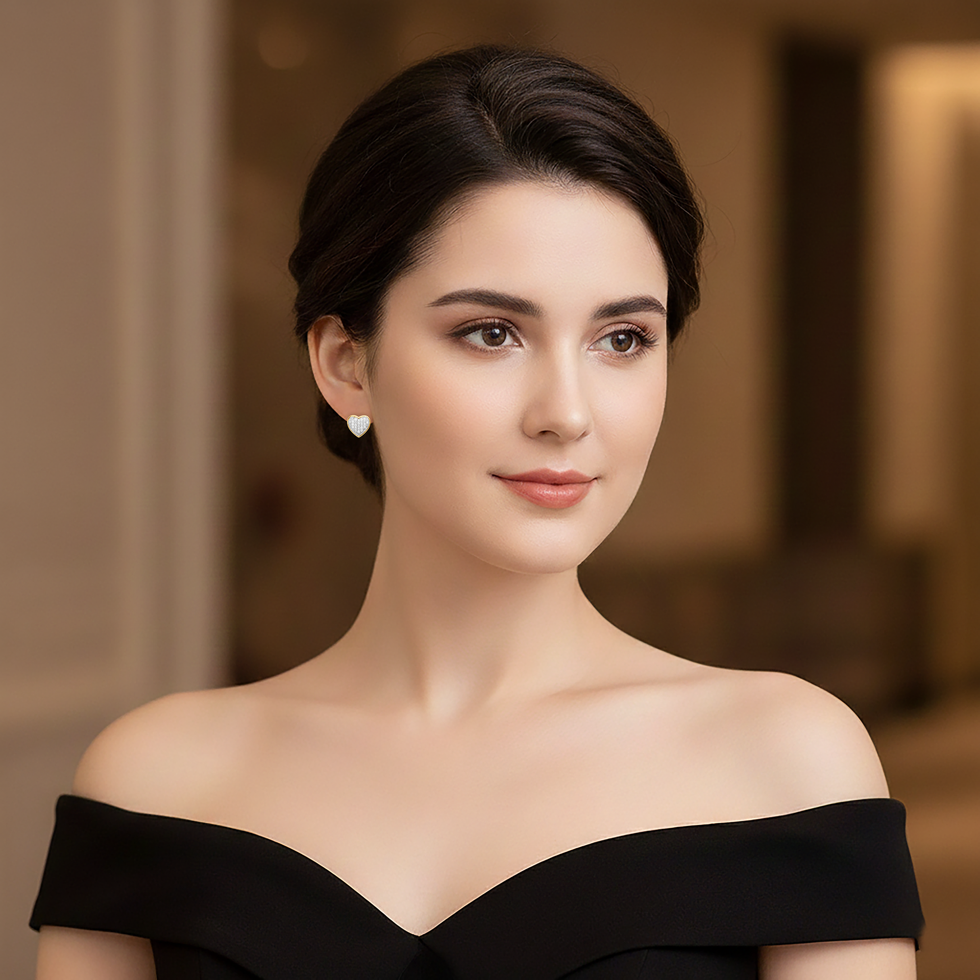 Boucles d’oreilles Cœur – Plaqué Or 18 Carats & Zirconium