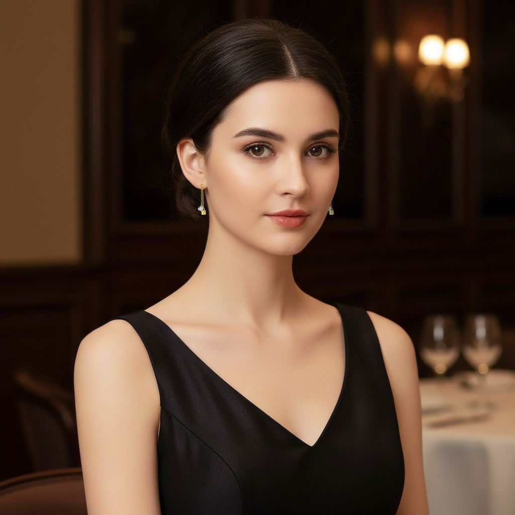 Boucles d’oreilles pendantes Cadenas & Cœur – Plaqué Or 18 Carats