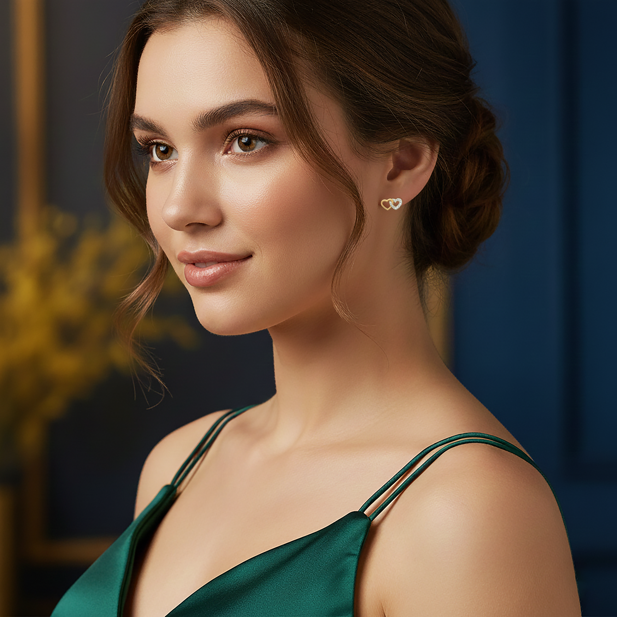 Boucles d’oreilles Cœurs Entrelacés – Plaqué Or 18K & Zirconium