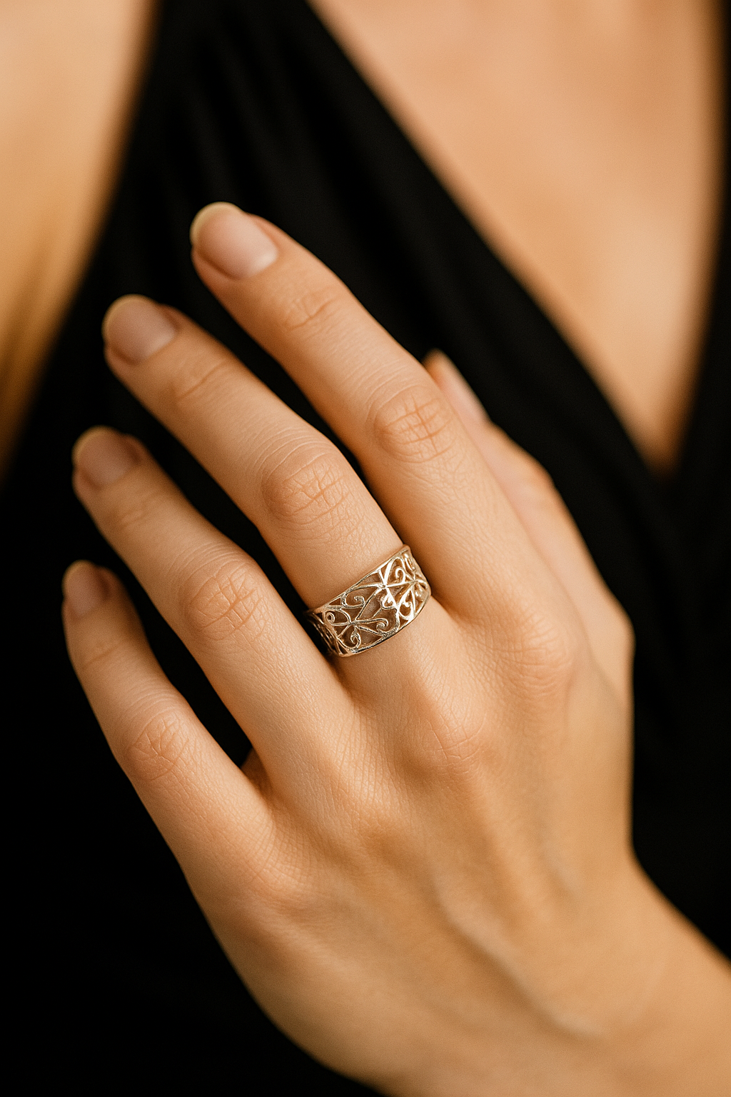 Bague en Argent 925 – Motifs Filigranes Élégants