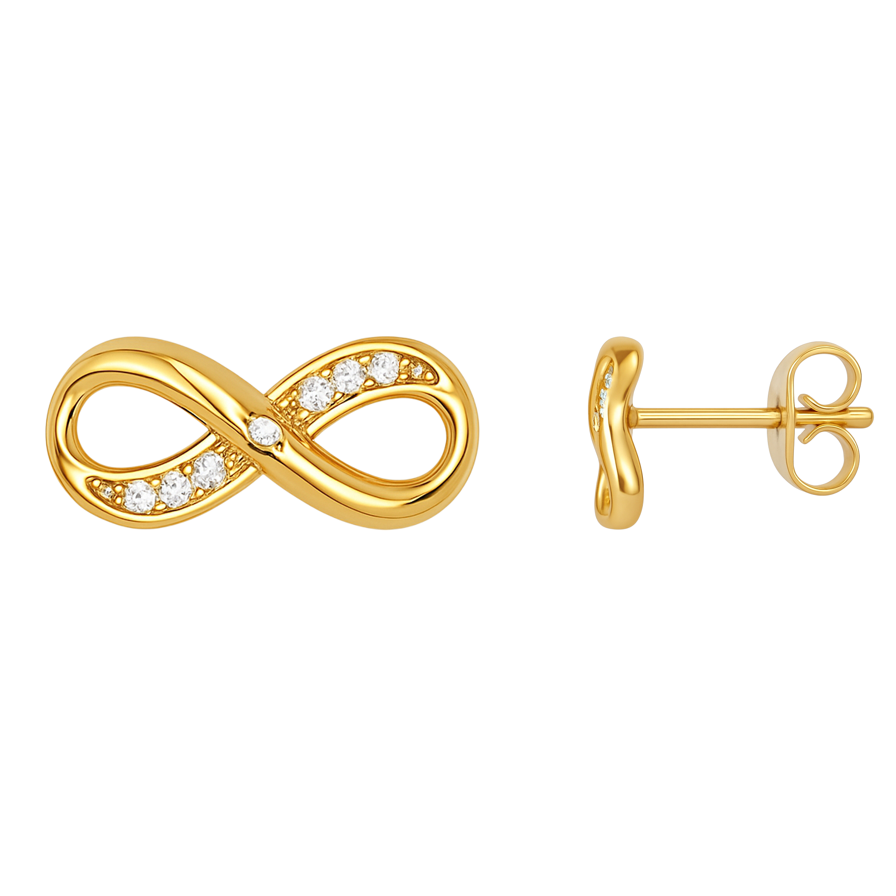 Boucles d’oreilles Infinity – Plaqué Or 18K & Zirconiums