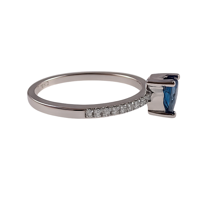 Bague Cœur Bleu en Argent 925 Rhodié – Zirconium