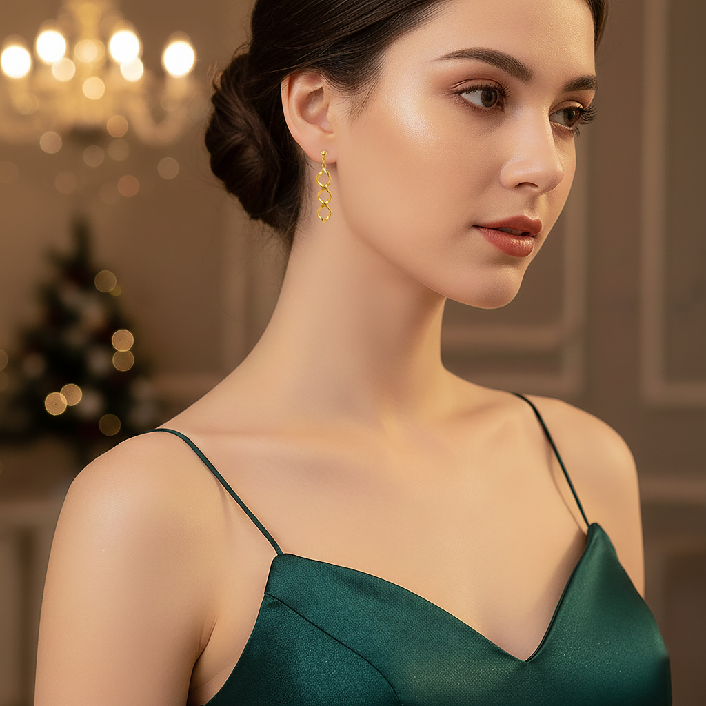 Boucles d’oreilles torsadées – Plaqué Or  | pendantes élégantes