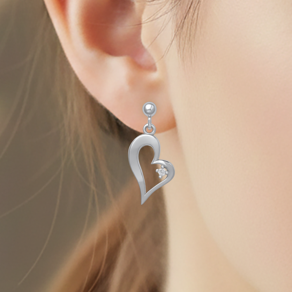 Boucles d’oreilles cœur en Argent 925 rhodié & zirconium – Élégance intemporelle