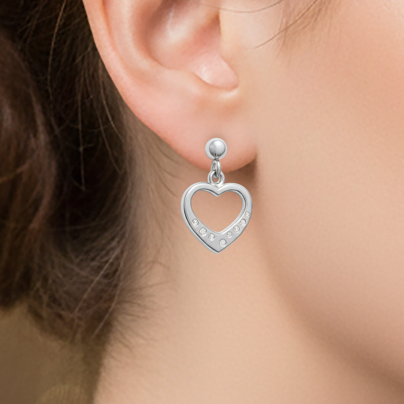 Boucles d’Oreilles Cœur – Argent 925 & Zirconium