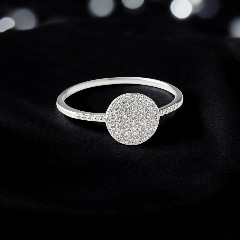 Bague en Argent 925 Rhodié – Pavé de Zirconium Étincelant | Bague Fine Femme