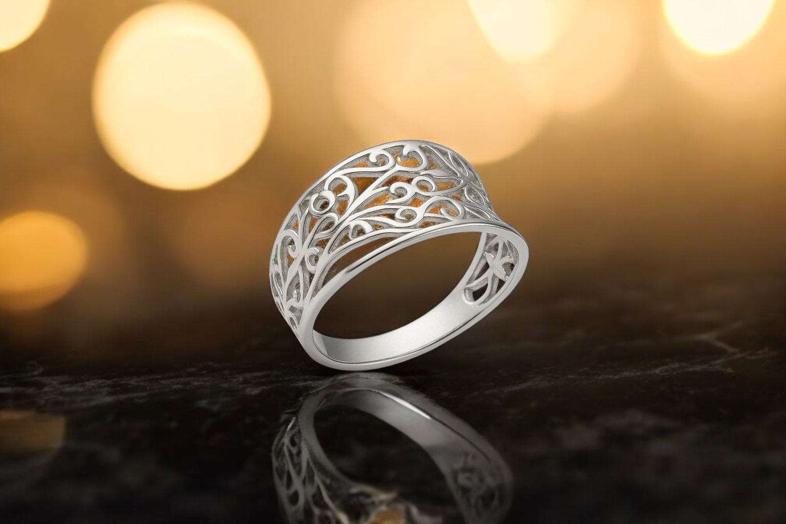 Bague en Argent 925 – Motifs Filigranes Élégants