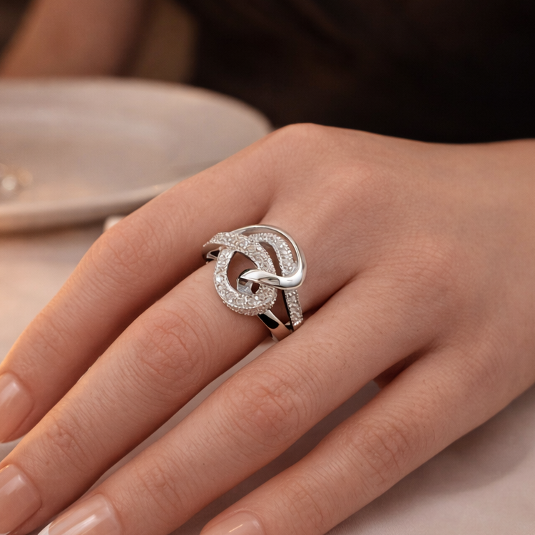 Bague Design en Argent 925 Rhodié & Zirconium