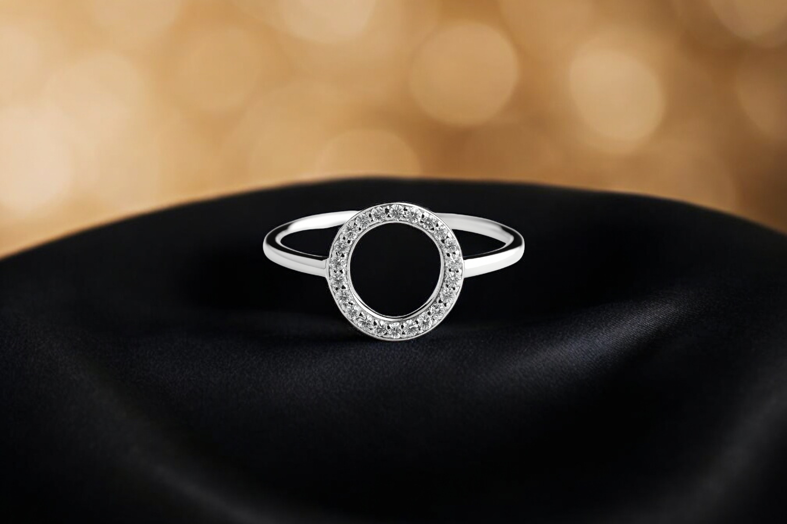 Bague Cercle en Argent 925 Rhodié & Zirconium – Élégance Minimaliste