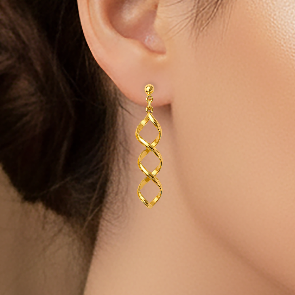 Boucles d’oreilles torsadées – Plaqué Or  | pendantes élégantes