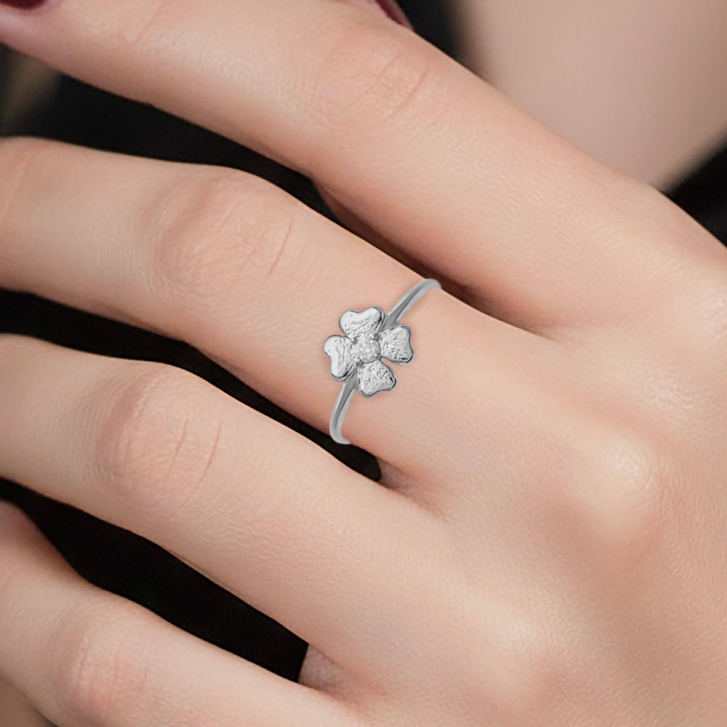 Bague Trèfle en Argent 925 & Zirconium