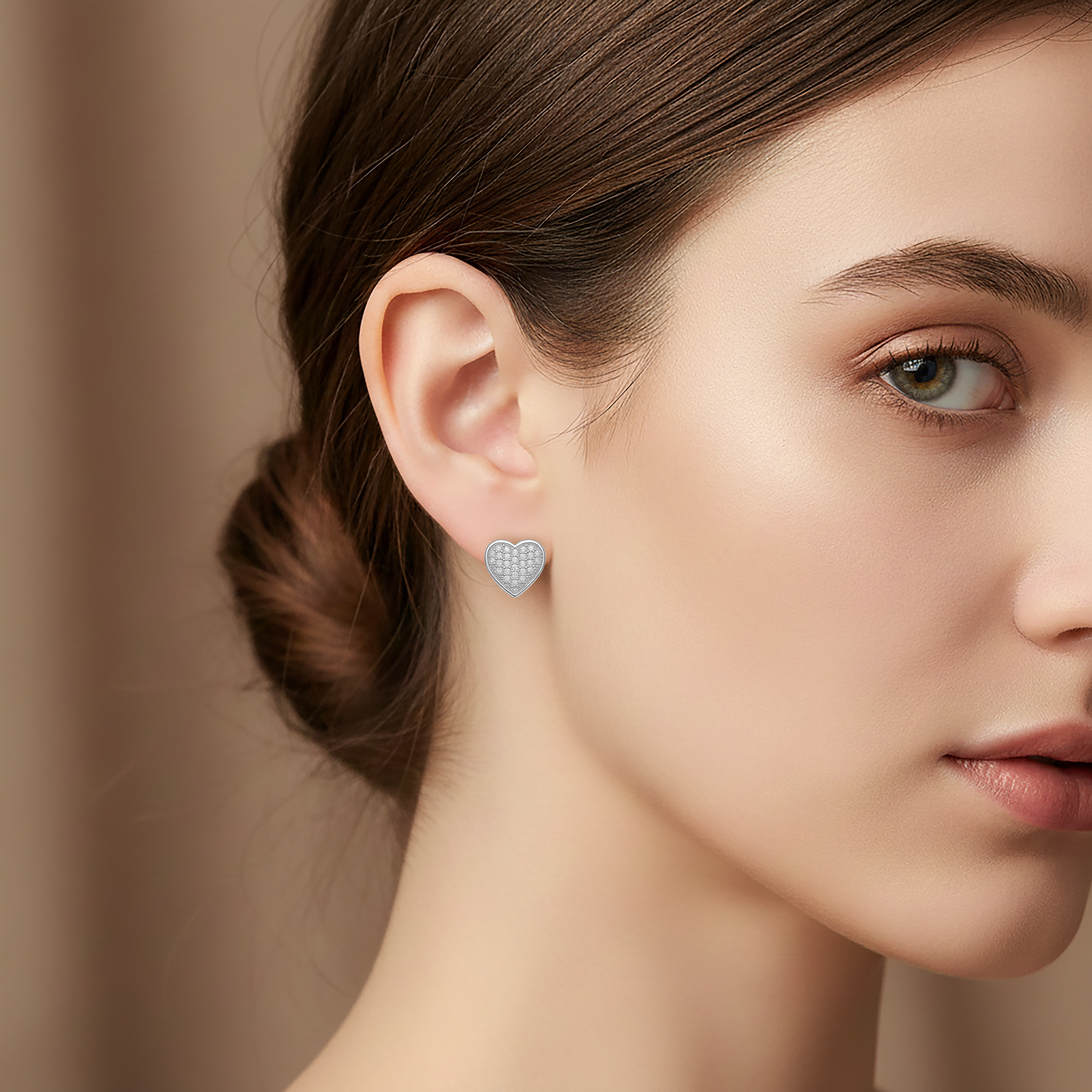 Boucles d’oreilles Cœur en Argent 925 Rhodié & Zirconiums