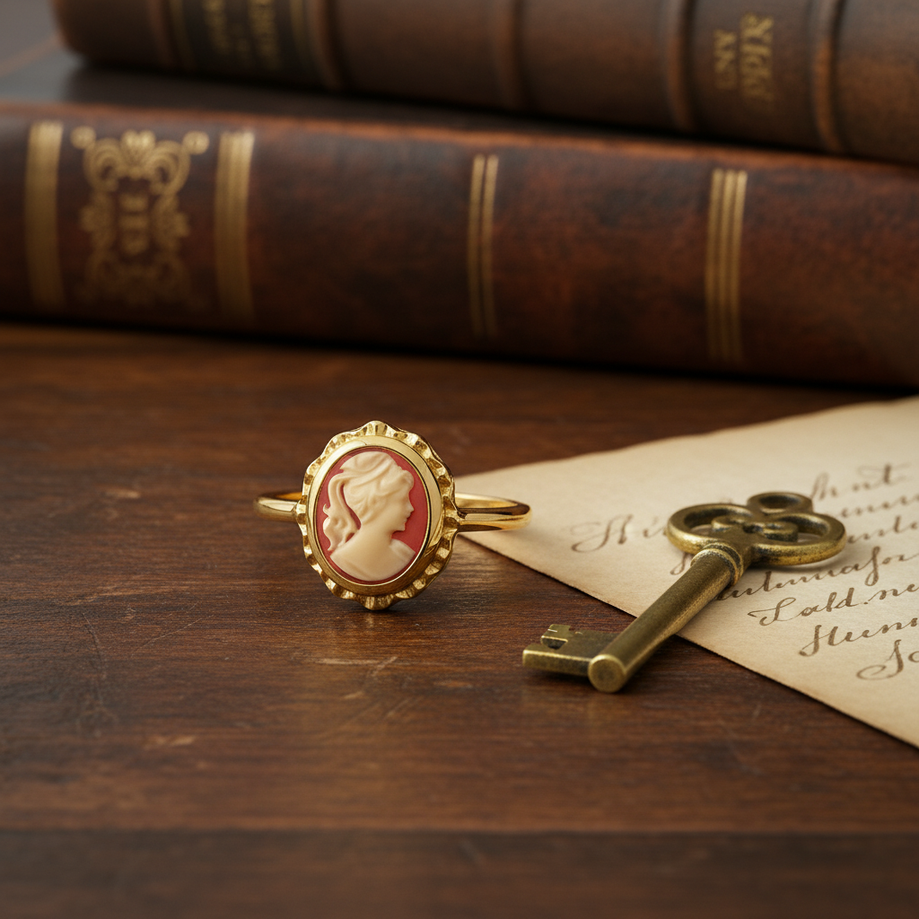 Bague Camée Rouge – Plaqué Or  | Bijou Femme Élégant & Intemporel