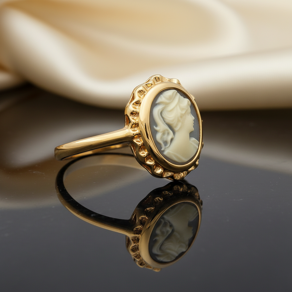 Bague Camée Bleu – Plaqué Or  | Bijou Femme Élégant & Intemporel