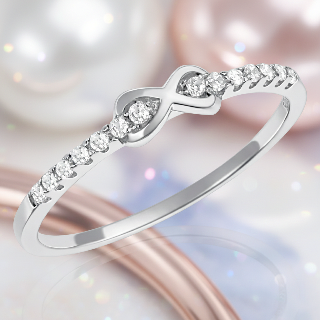 Bague Infini en Argent 925 Rhodié & Zirconium