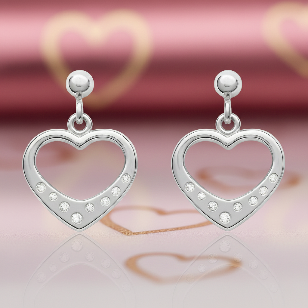 Boucles d’Oreilles Cœur – Argent 925 & Zirconium