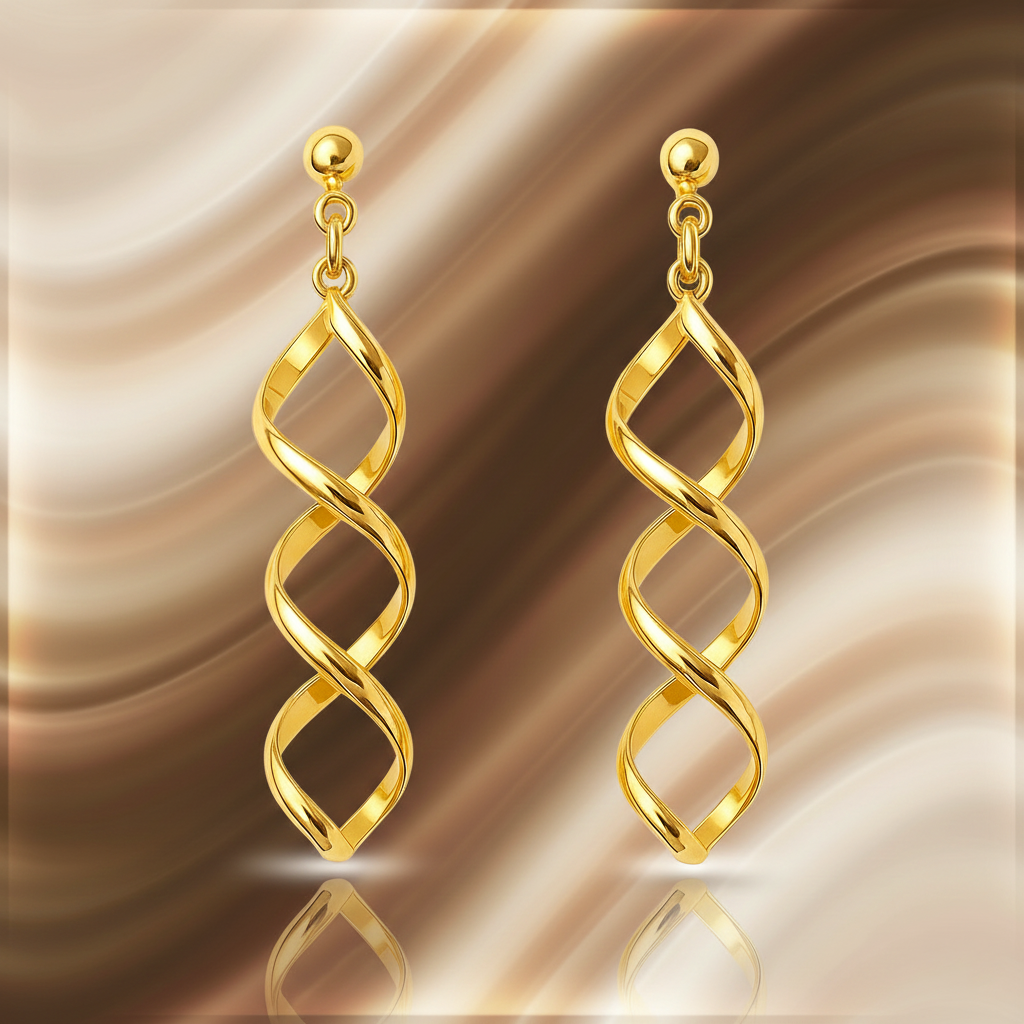 Boucles d’oreilles torsadées – Plaqué Or  | pendantes élégantes