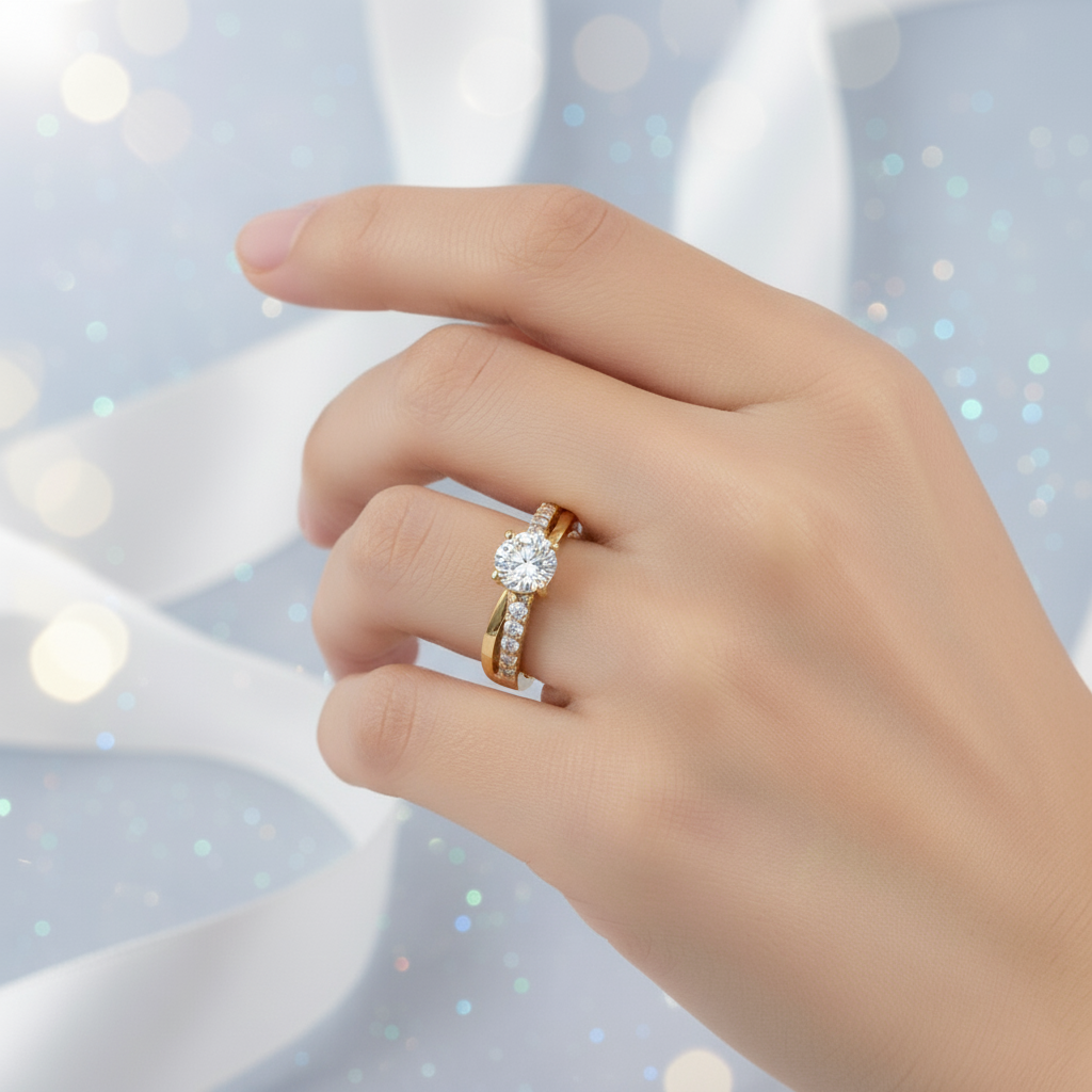 Bague Femme Plaqué Or – Zirconium Étincelant – Finition Luxe