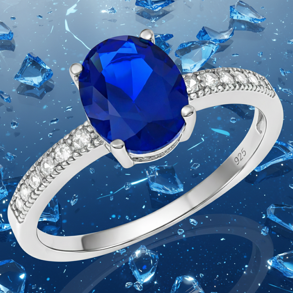 Bague Élégance Bleu Saphir – Argent 925 Rhodié
