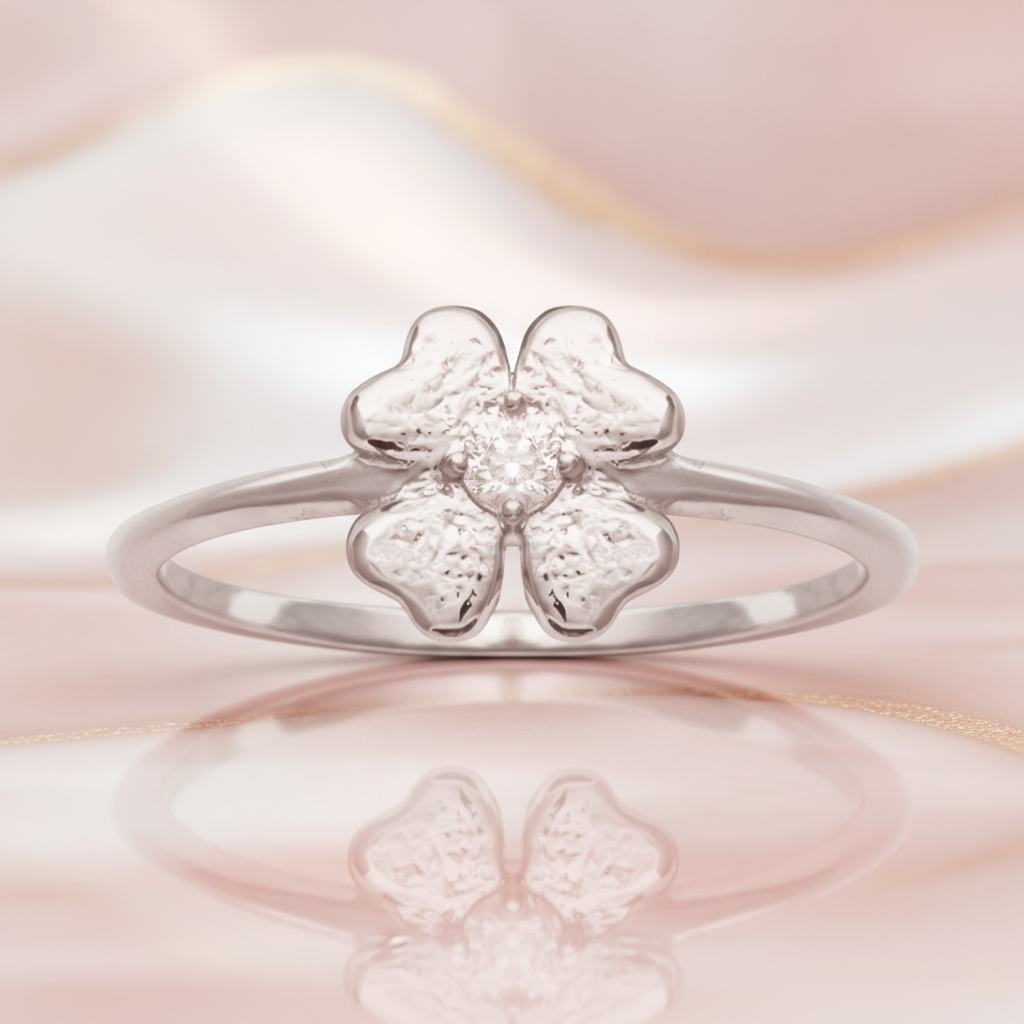 Bague Trèfle en Argent 925 & Zirconium