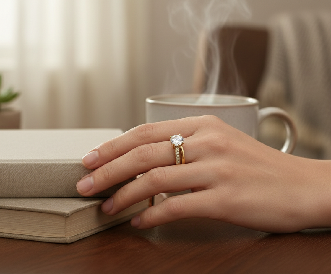 Bague Femme Plaqué Or – Zirconium Étincelant – Finition Luxe