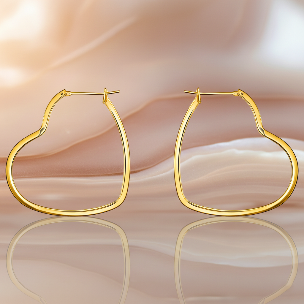 Boucles d’oreilles créoles Cœur – Plaqué or 18 carats