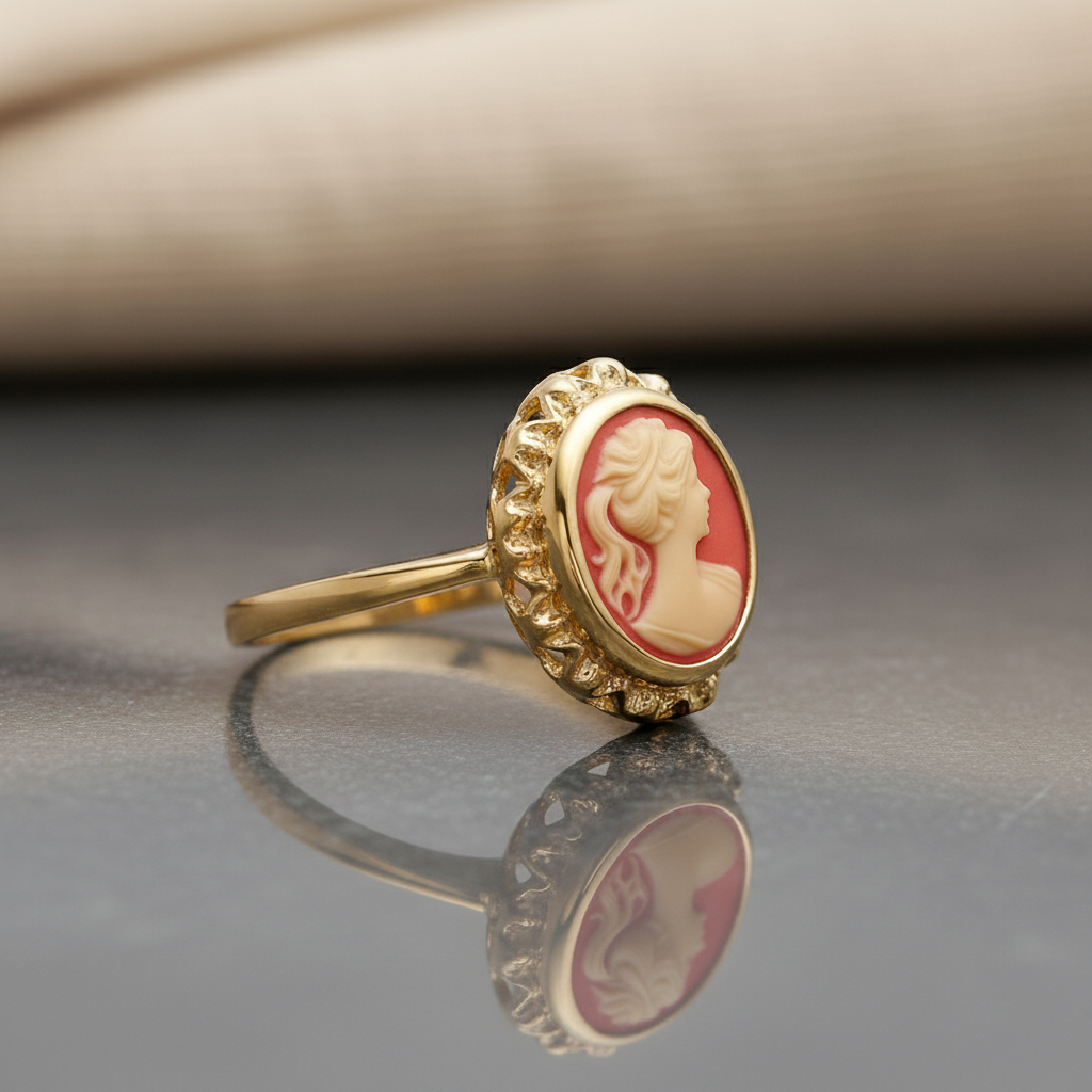 Bague Camée Rouge – Plaqué Or  | Bijou Femme Élégant & Intemporel