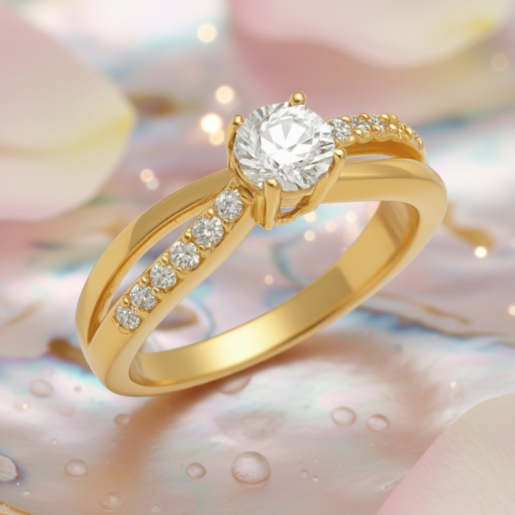 Bague Femme Plaqué Or – Zirconium Étincelant – Finition Luxe