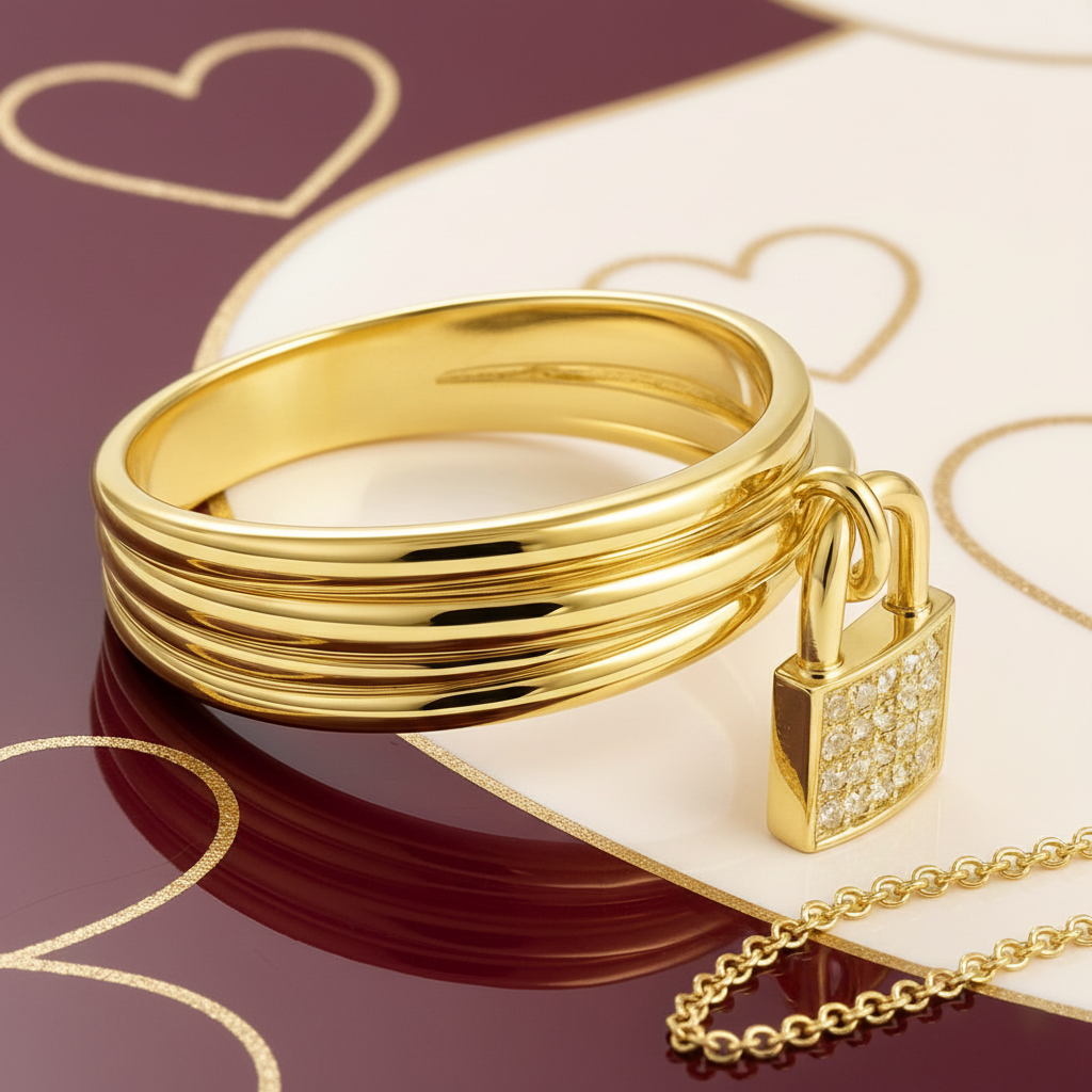 Bague Cadenas Mobile - Plaqué Or & Zirconiums