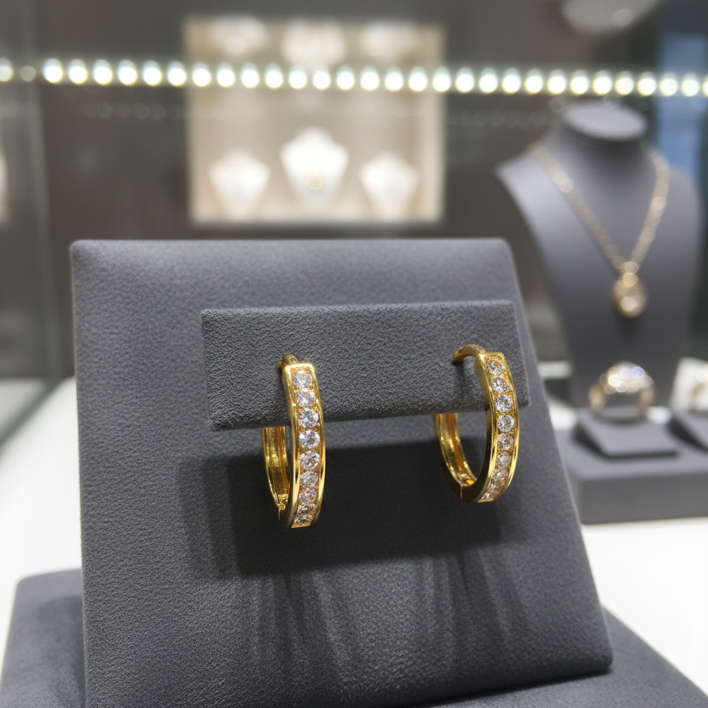 Boucles d’oreilles créoles en plaqué or & zirconium – Élégance intemporelle