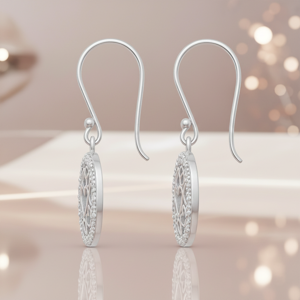 Boucles d’oreilles Cœur ajouré & zirconium en argent 925 rhodié