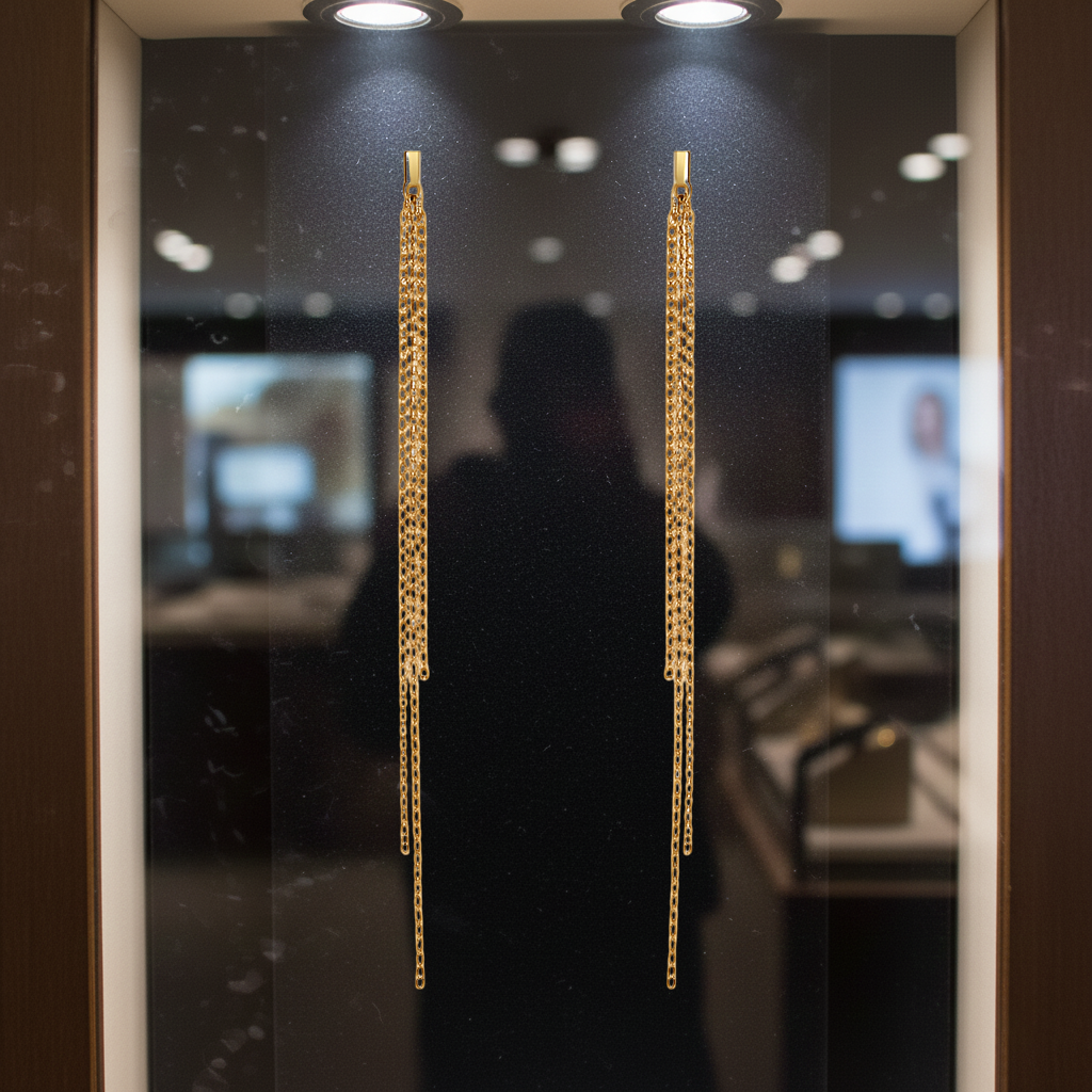 Boucles d’oreilles plaqué or – Trio de fines chaînes