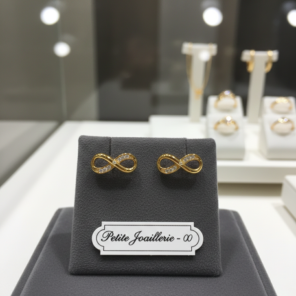 Boucles d’oreilles Infinity – Plaqué Or 18K & Zirconiums