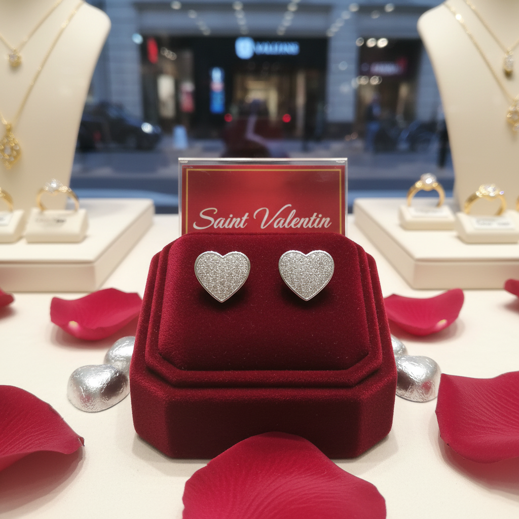 Boucles d’oreilles Cœur en Argent 925 Rhodié & Zirconiums